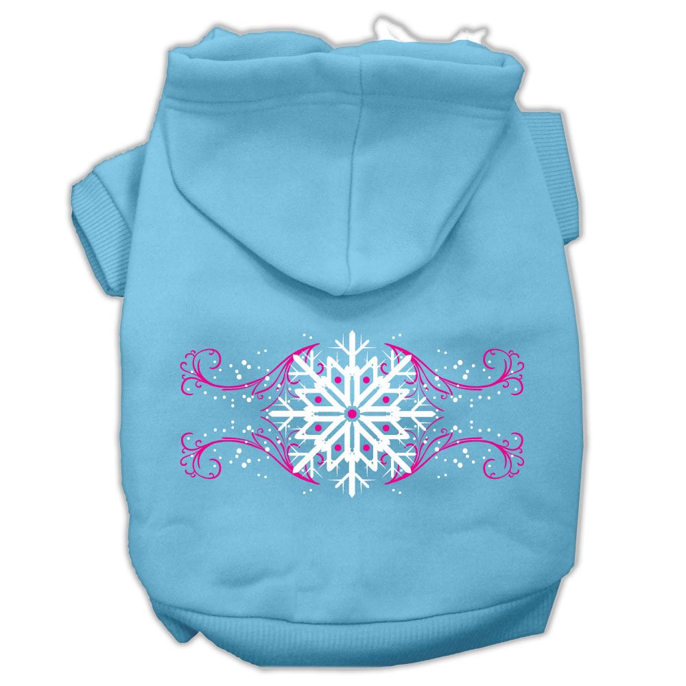 Christmas Pet Hoodie Screen Printed, "Pink Snowflake Swirls"
