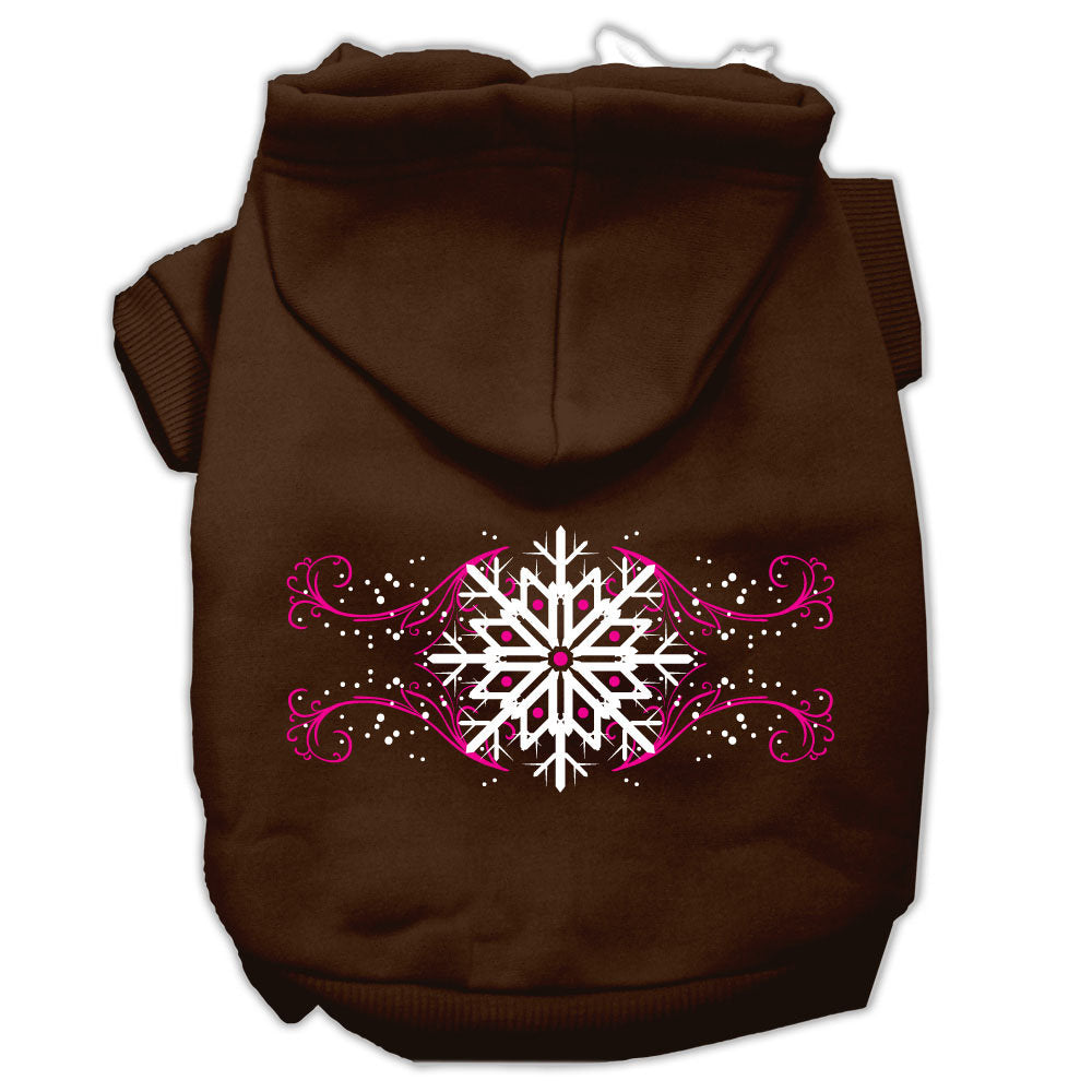 Christmas Pet Hoodie Screen Printed, "Pink Snowflake Swirls"