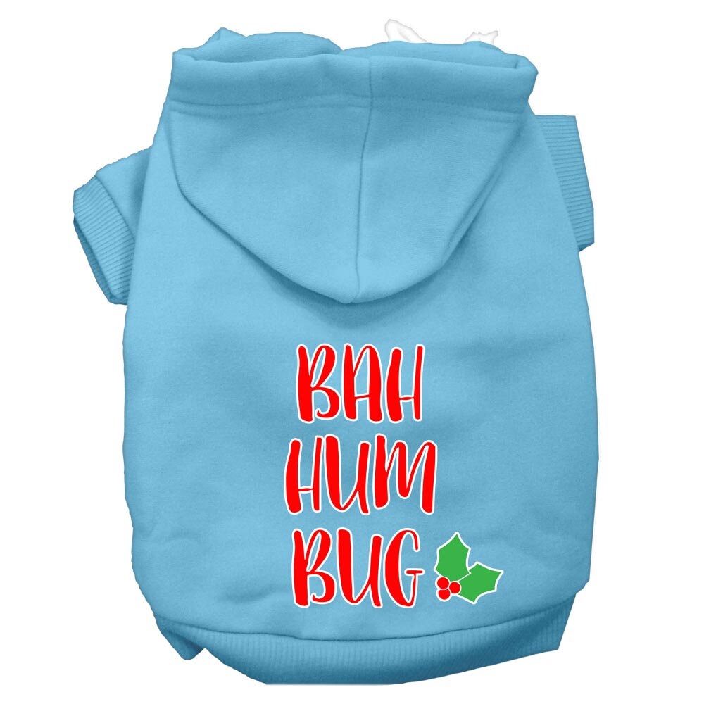 Christmas Pet Hoodie Screen Printed, "Bah Humbug" Baby Blue
