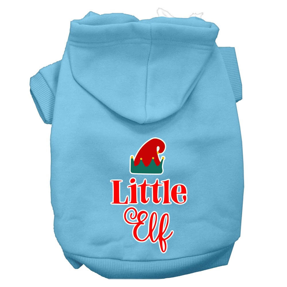 Christmas Pet Hoodie Screen Printed, "Little Elf" Baby Blue