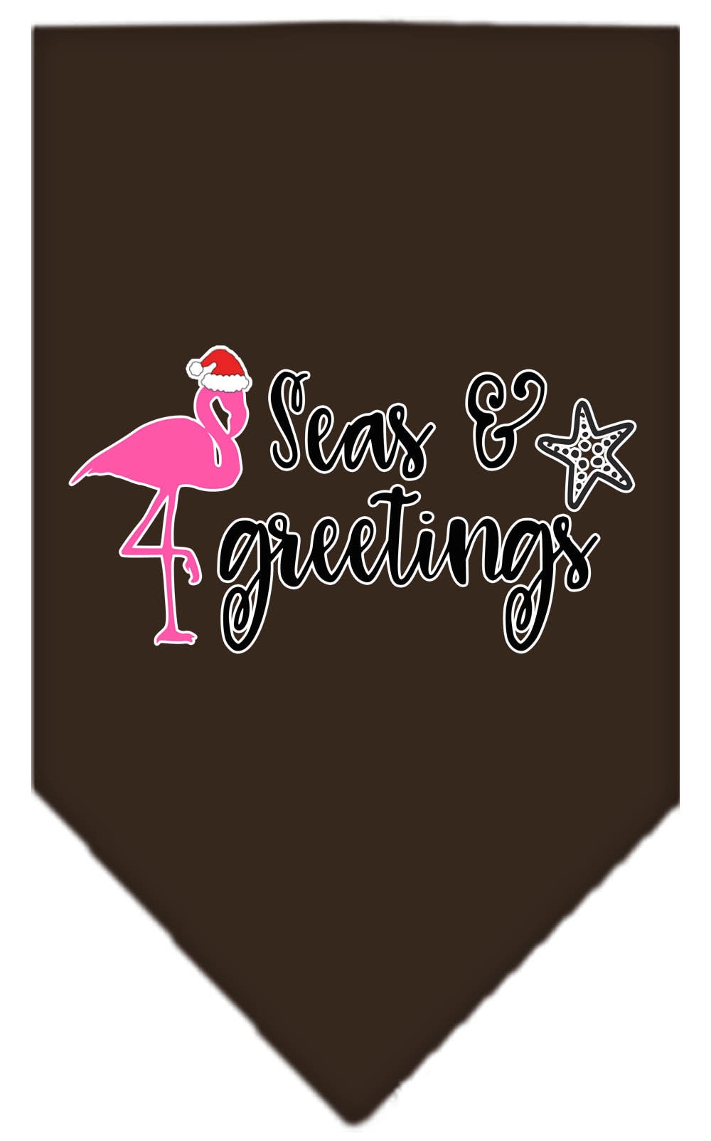 Christmas Pet and Dog Bandana Screen Printed, "Seas & Greetings" Black