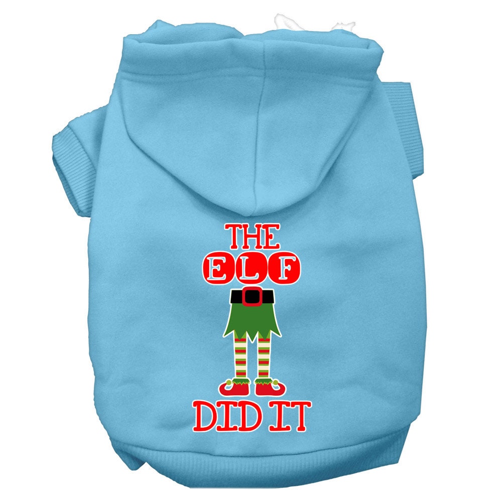 Christmas Pet Hoodie Screen Printed, "The Elf Did It"