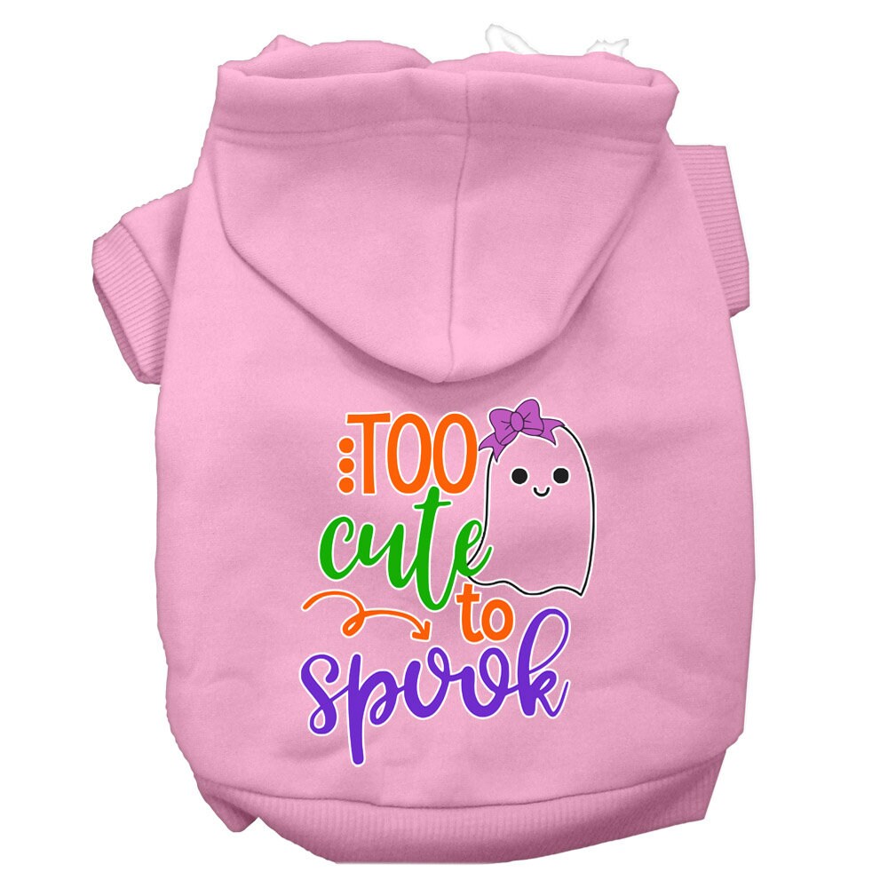 Halloween Pet Hoodie, "Too Cute To Spook Girly Ghost" Light Pink