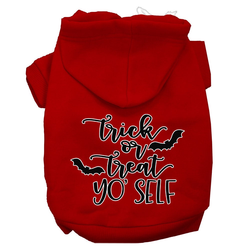 Halloween Pet Hoodie Screen Printed, "Trick Or Treat Yo' Self" Red