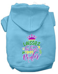 Pet Dog & Cat Hoodie Screen Printed, "Laissez Les Bons Temps Rouler" Baby Blue