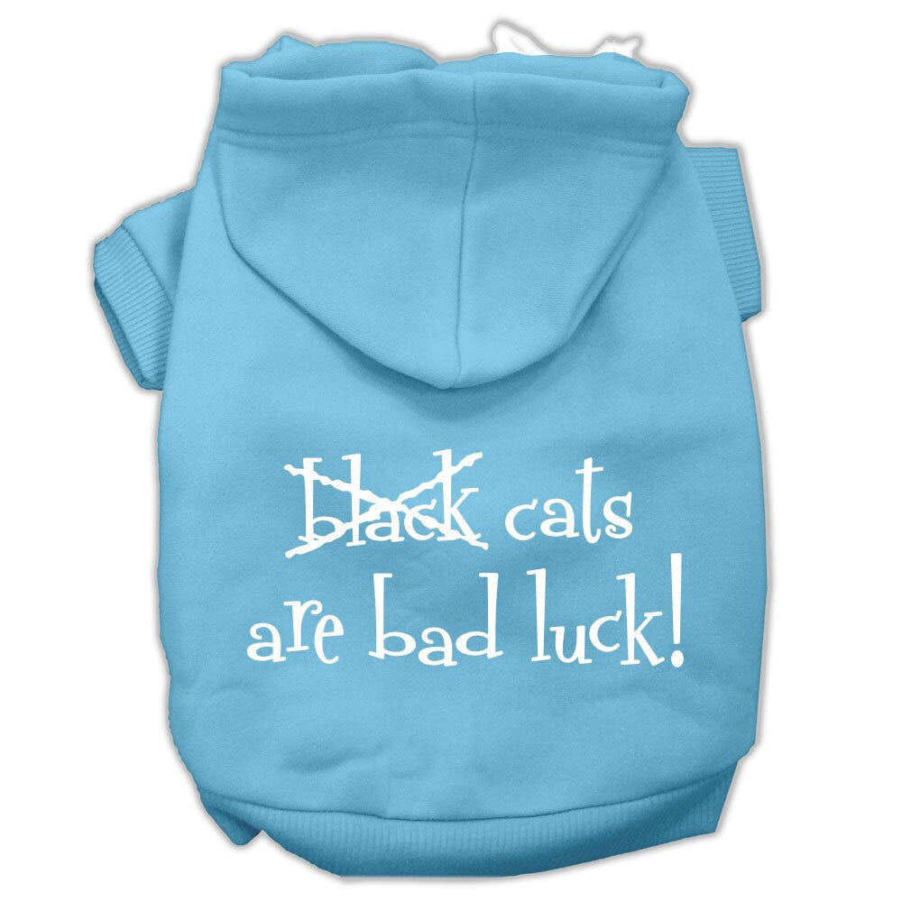 Halloween Pet Hoodie "Black Cats Are Bad Luck" Baby Blue