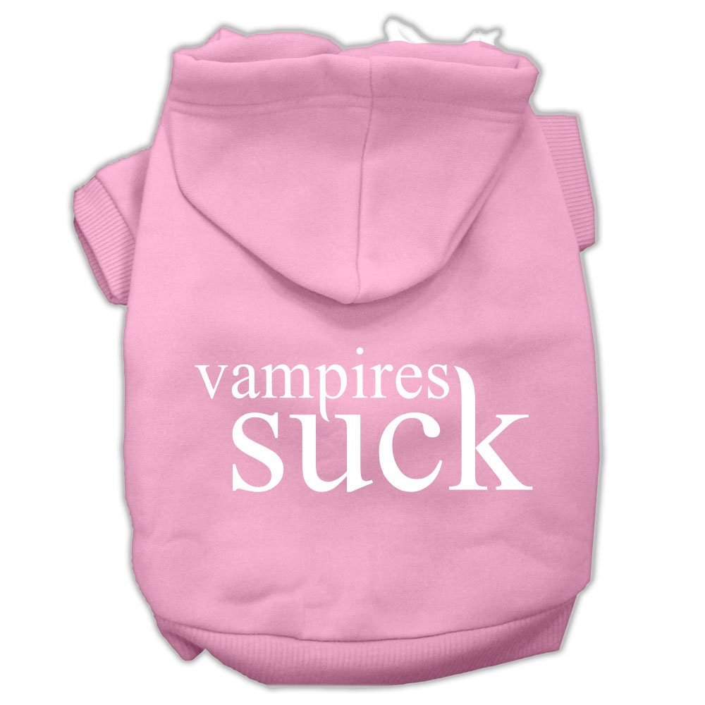Halloween Pet Hoodie Screen Printed, "Vampires Suck" Light Pink