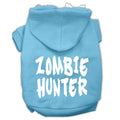 Halloween Pet Hoodie Screen Printed, "Zombie Hunter" Baby Blue