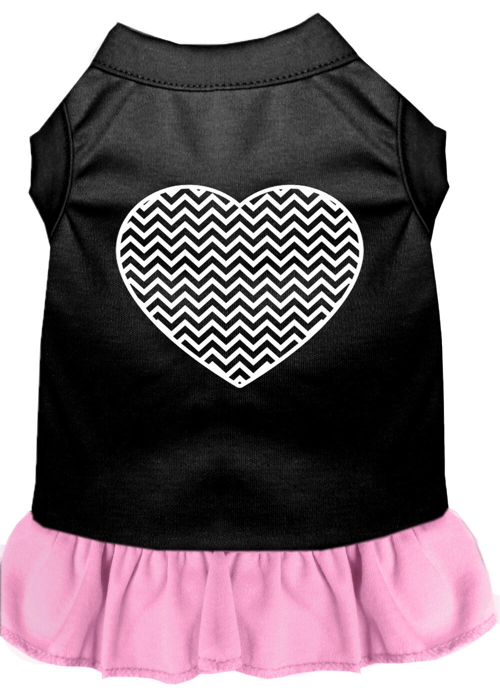 Pet Dress "Chevron Heart" Black W Light Pink