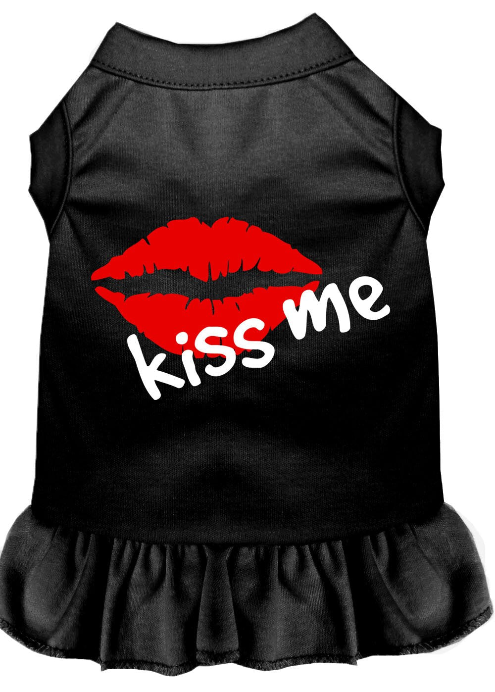 Pet Dress, Screen Printed, "Kiss Me" Black