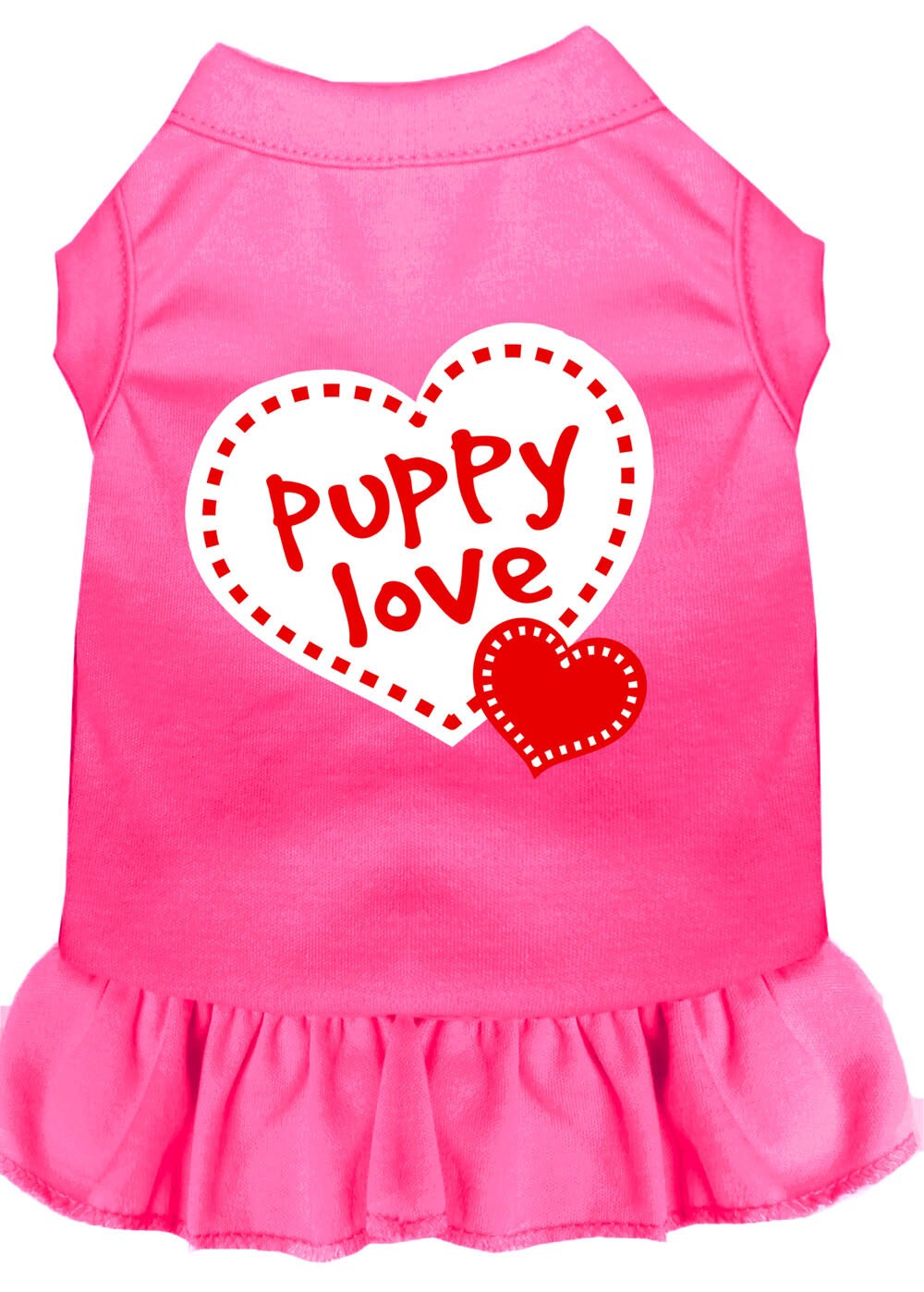 Pet Dress Screen Printed, "Puppy Love" Bright Pink