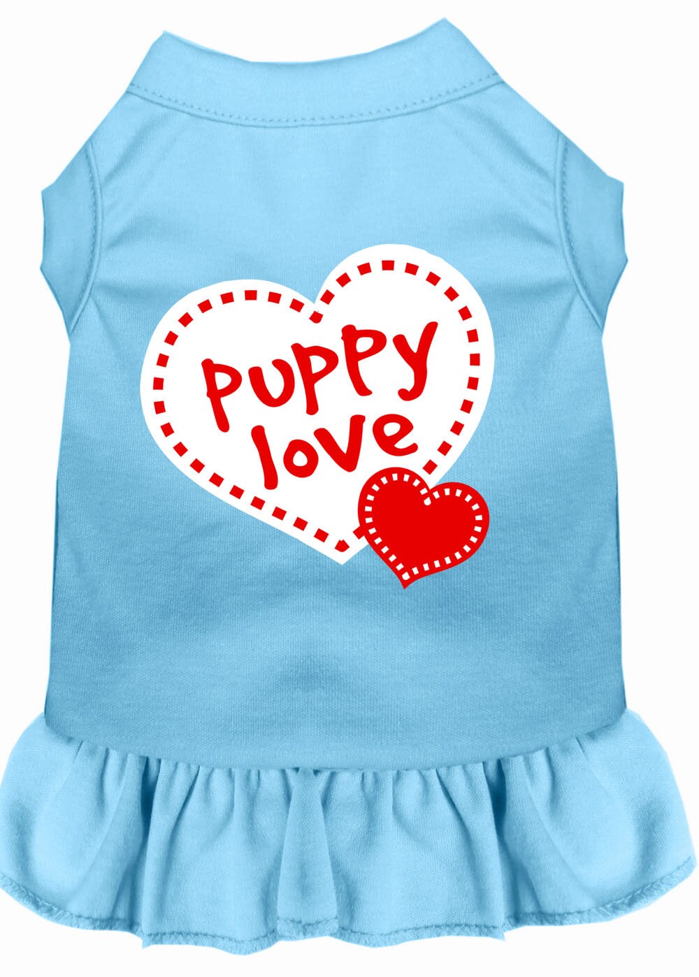 Pet Dress Screen Printed, "Puppy Love" Baby Blue