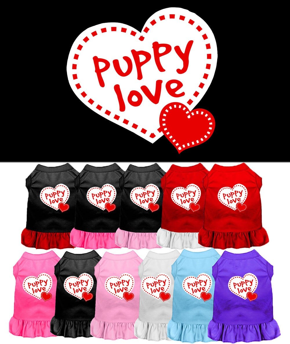 Pet Dress Screen Printed, "Puppy Love"