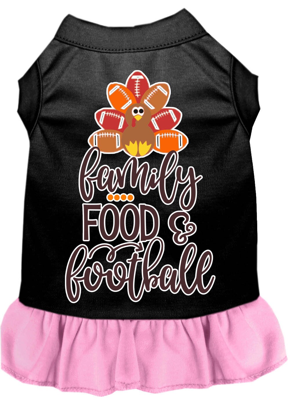 Pet Dress "Family, Food & Football" Black W Light Pink