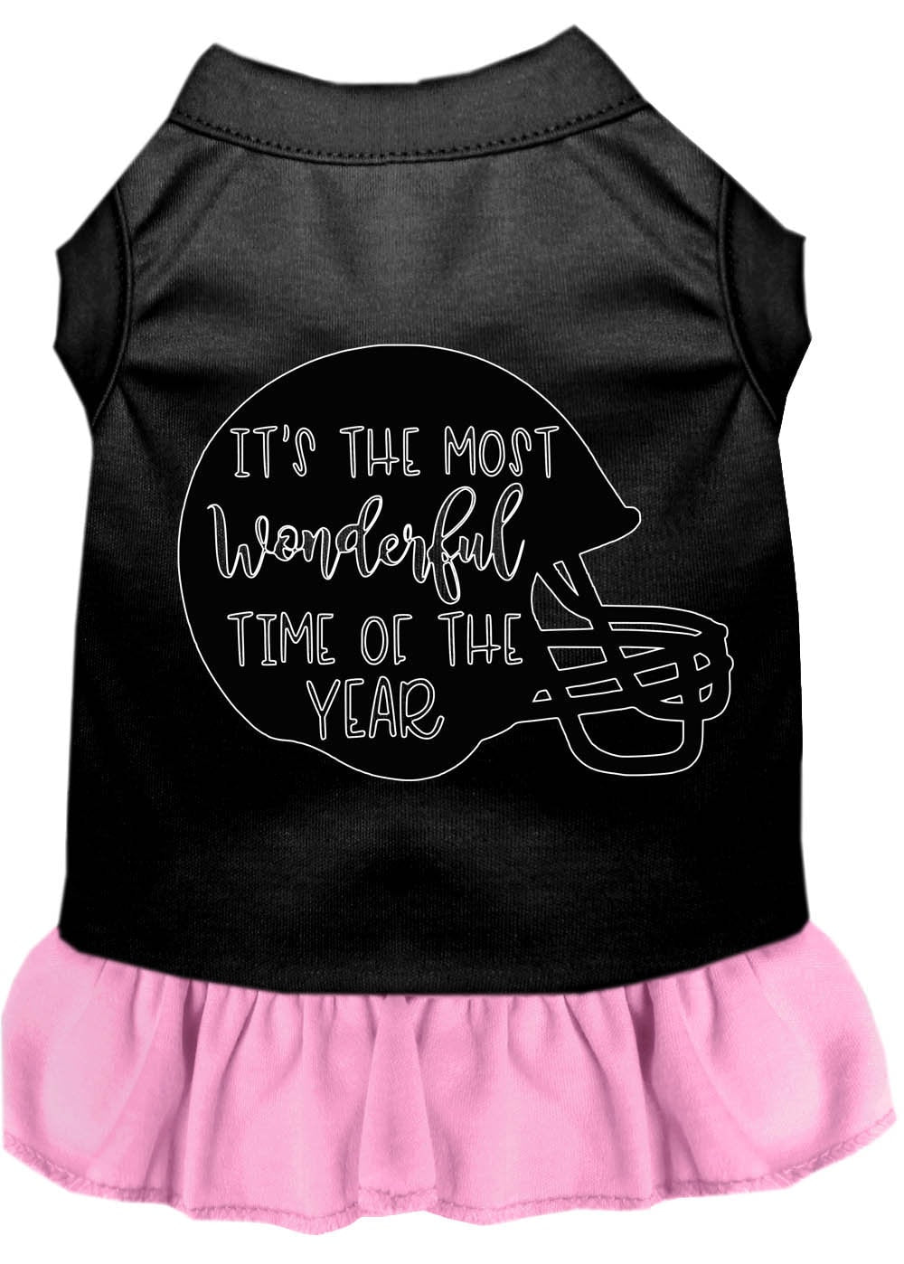 Pet Dress "Most Wonderful Time of the Year (Football)" Black W Light Pink