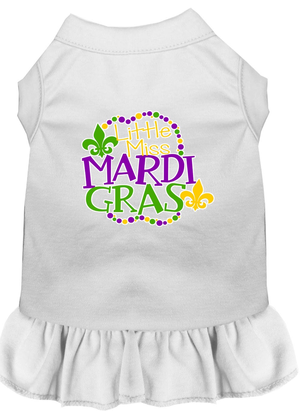 Pet Dress "Little Miss Mardi Gras" White