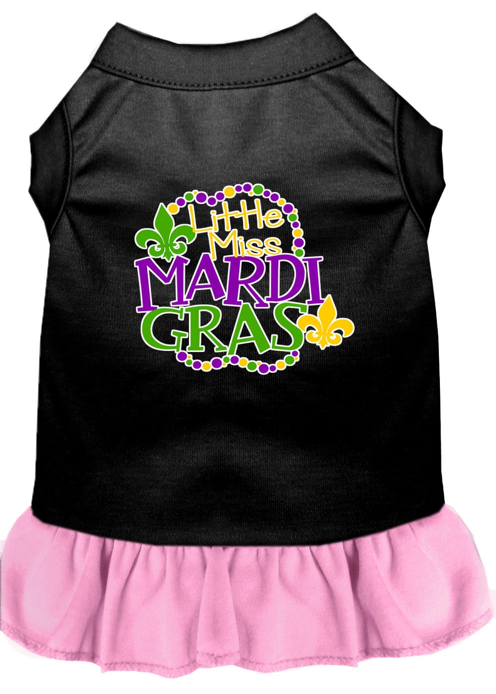 Pet Dress "Little Miss Mardi Gras" Black W Light Pink