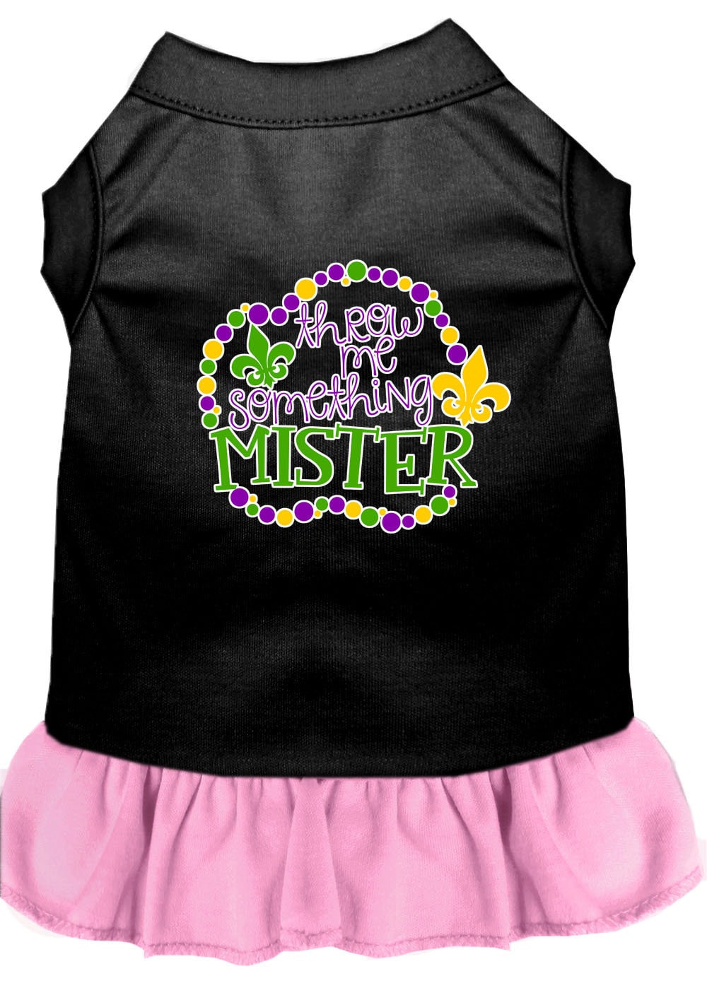 Pet Dress "Throw Me Something Mister" Black W Light Pink