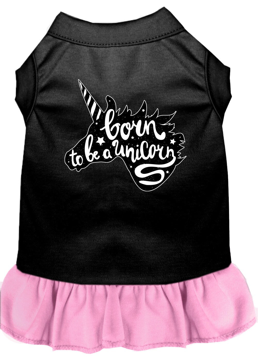 Pet Dress "Born To Be A Unicorn" Black W Light Pink