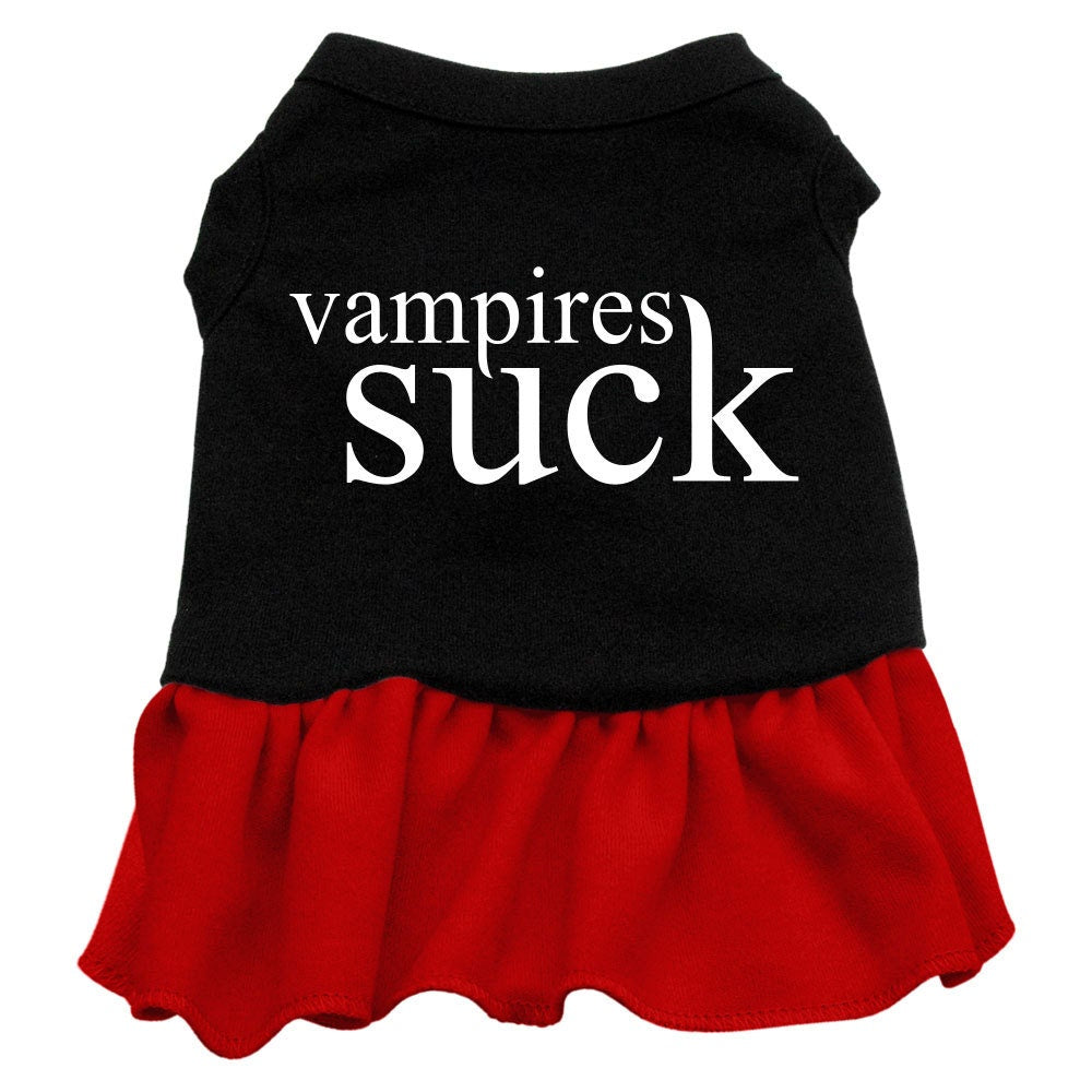 Halloween Pet Dress Screen Printed, "Vampires Suck" Black W Red
