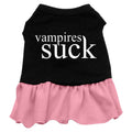 Halloween Pet Dress Screen Printed, "Vampires Suck" Black W Light Pink