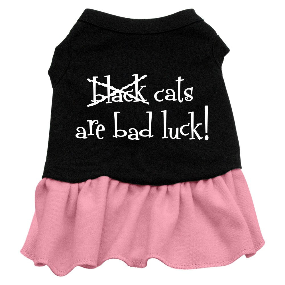 Halloween Pet Dress "Black Cats Are Bad Luck" Black W Light Pink