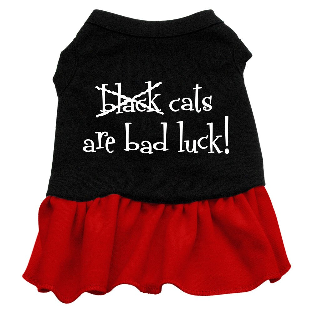 Halloween Pet Dress "Black Cats Are Bad Luck" Black W Red