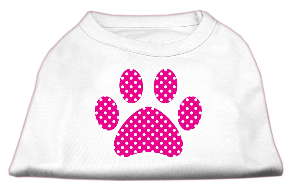 Pet Shirt "Pink Swiss Dot Paw" White