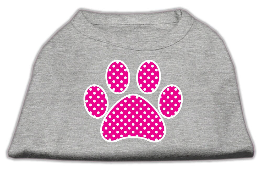 Pet Shirt "Pink Swiss Dot Paw" Grey