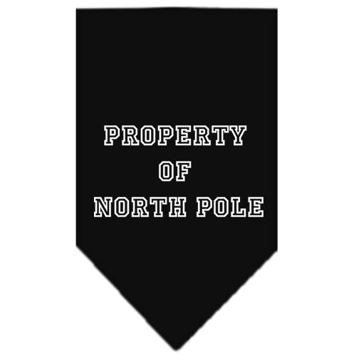 Christmas Pet and Dog Bandana Screen Printed, "Property Of North Pole" Black