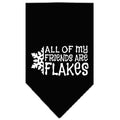 Christmas Pet and Dog Bandana Screen Printed, "All Of My Friends Are Flakes" Black