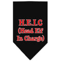 Christmas Pet and Dog Bandana Screen Printed, "Head Elf In Charge" Black