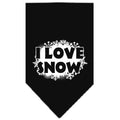 Christmas Pet and Dog Bandana Screen Printed, "I Love Snow" Black