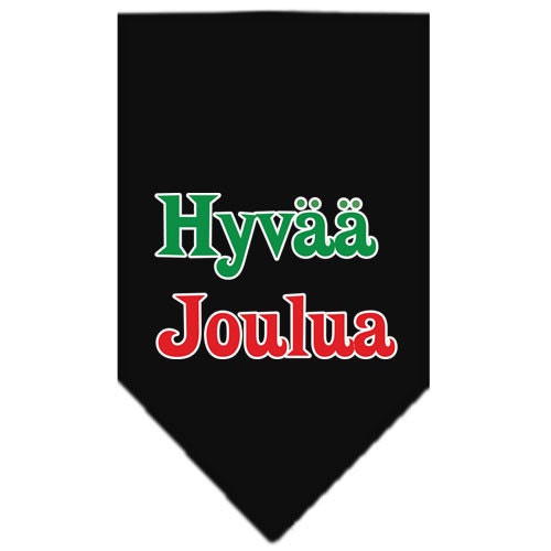 Christmas Pet and Dog Bandana Screen Printed, "Hyvää Joulua" Black