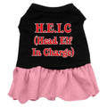 Christmas Pet Dress Screen Printed, "Head Elf In Charge" Black W Light Pink