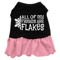 Christmas Pet Dress "All Of My Friends Are Flakes" Black W Light Pink