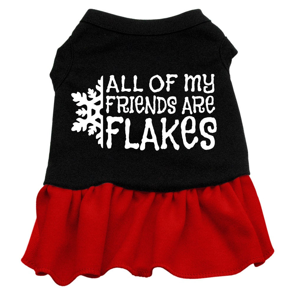 Christmas Pet Dress "All Of My Friends Are Flakes" Black W Red