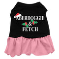 Christmas Pet Dress Screen Printed, "Aberdoggie Christmas" Black W Light Pink