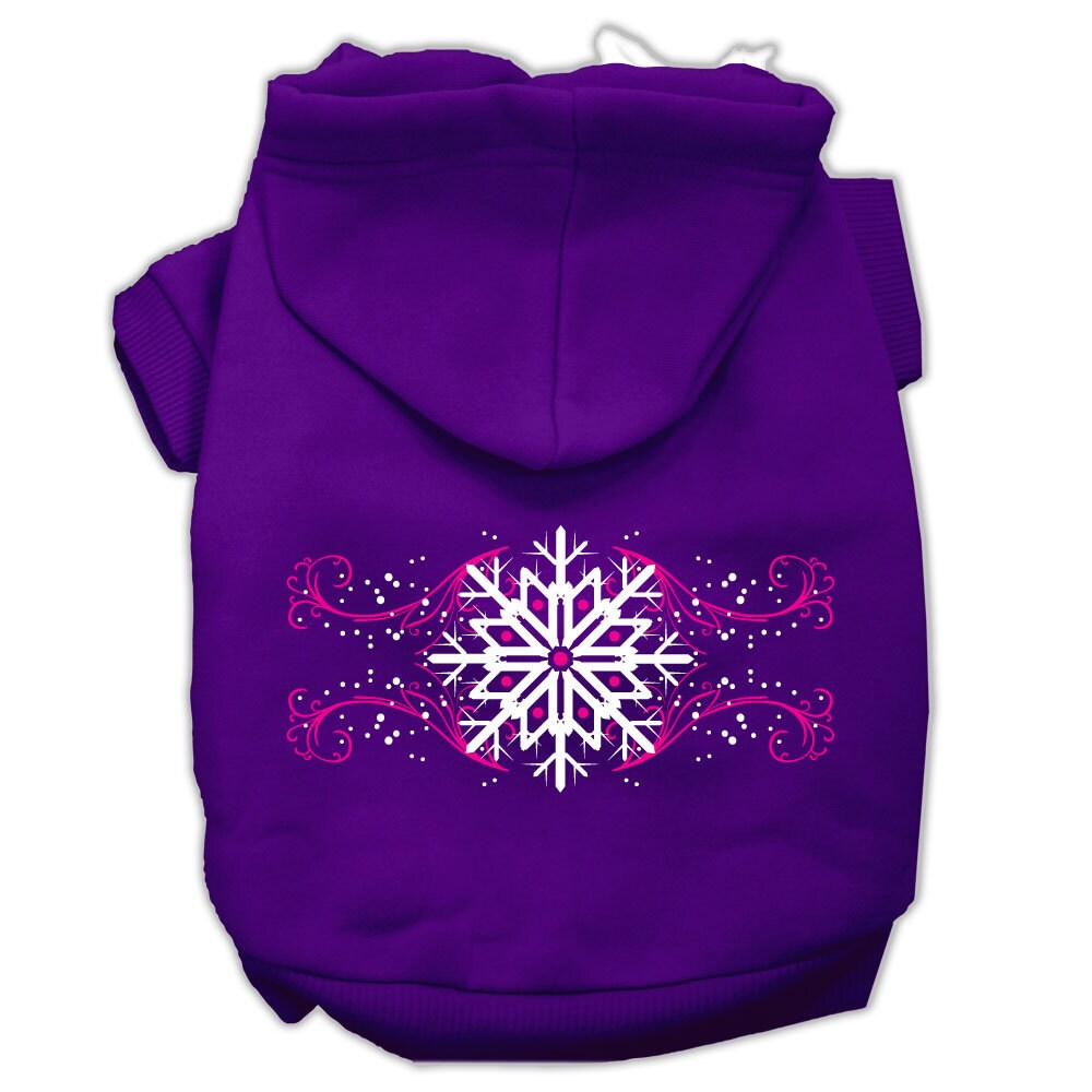 Christmas Pet Hoodie Screen Printed, "Pink Snowflake Swirls"