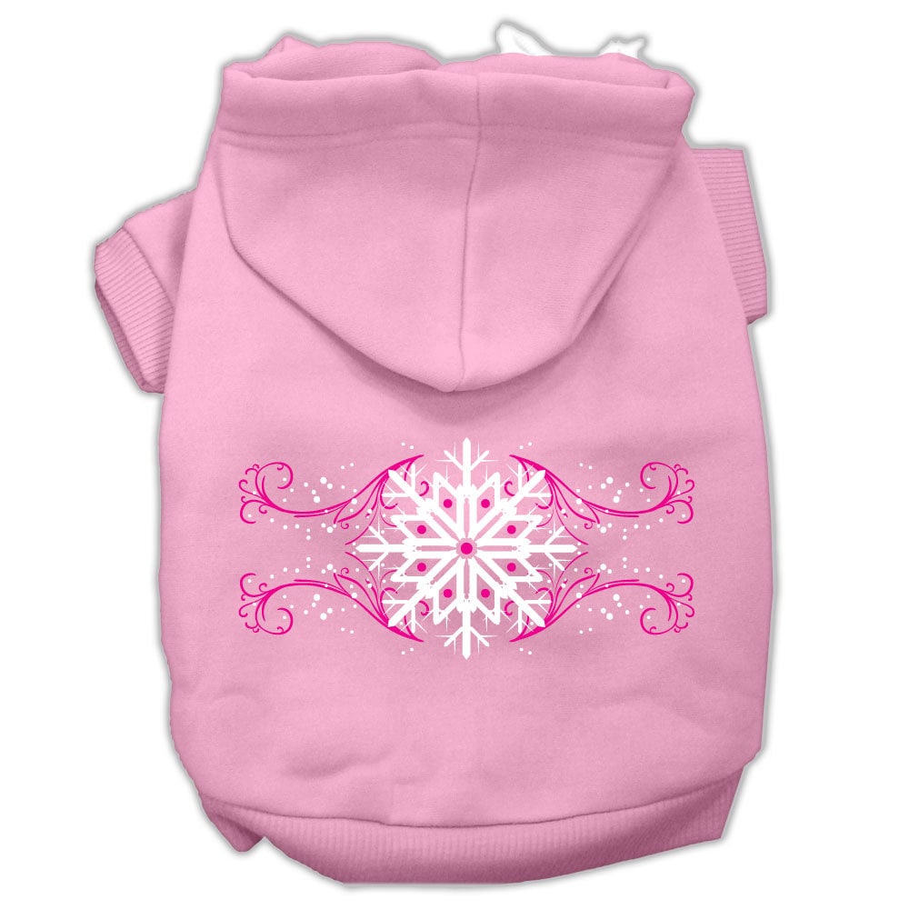 Christmas Pet Hoodie Screen Printed, "Pink Snowflake Swirls"