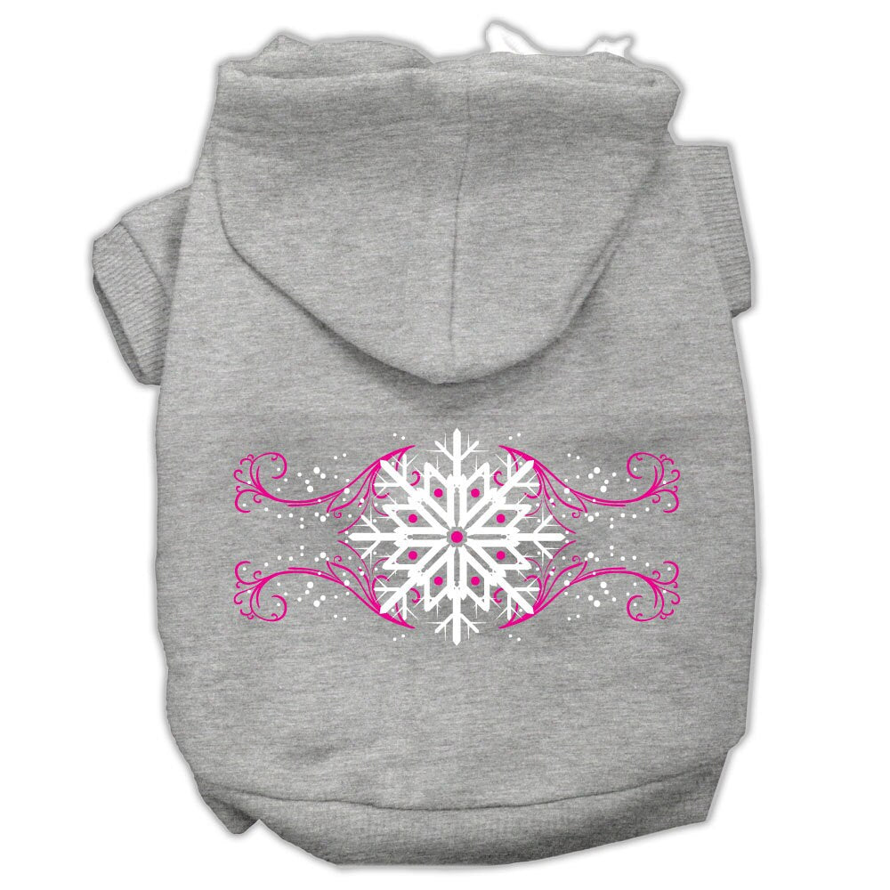 Christmas Pet Hoodie Screen Printed, "Pink Snowflake Swirls"