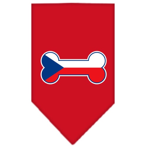 Pet and Dog Bandana Screen Printed, "Bone Shaped Czech Republic Flag"