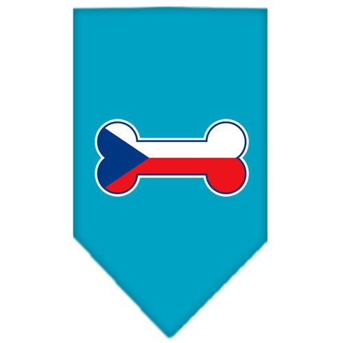 Pet and Dog Bandana Screen Printed, "Bone Shaped Czech Republic Flag"