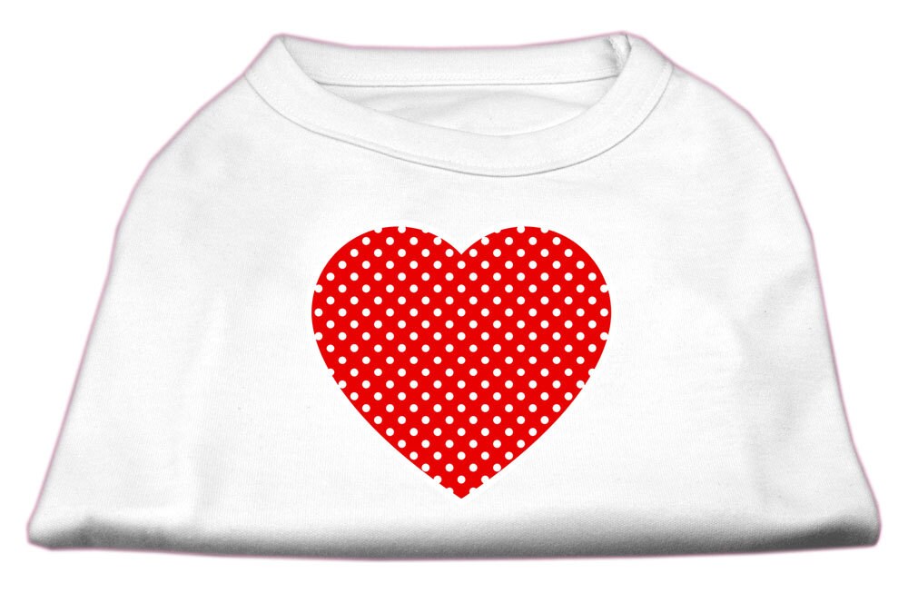 Pet Shirt "Swiss Dots Red Heart" White