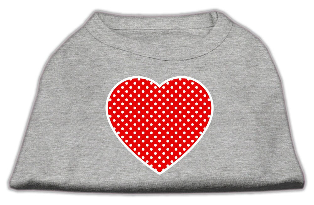 Pet Shirt "Swiss Dots Red Heart" Gray