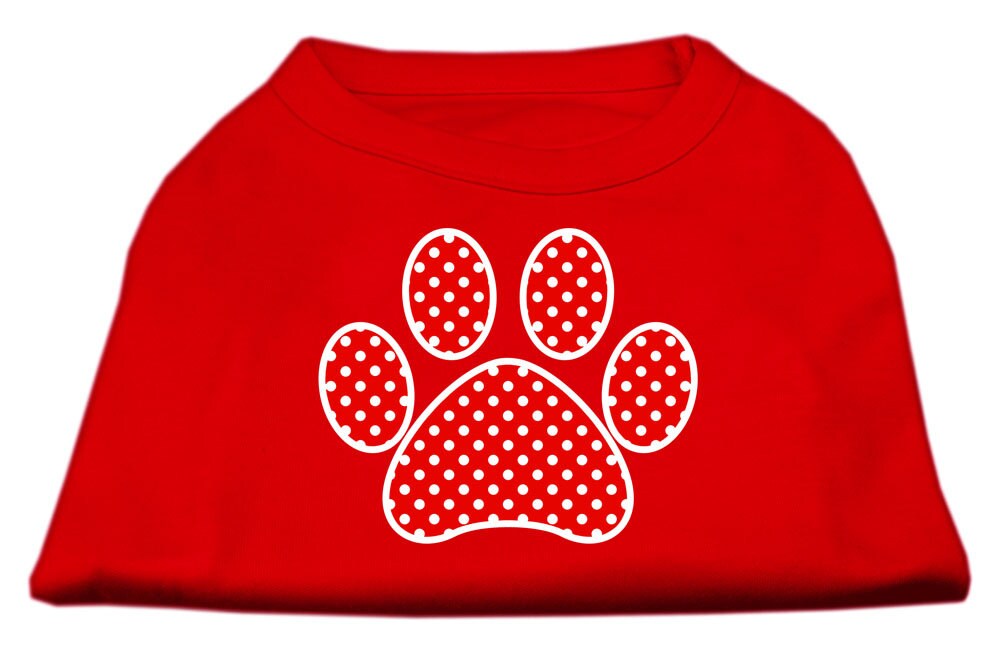 Pet Shirt "Swiss Dots Red Paw" Red