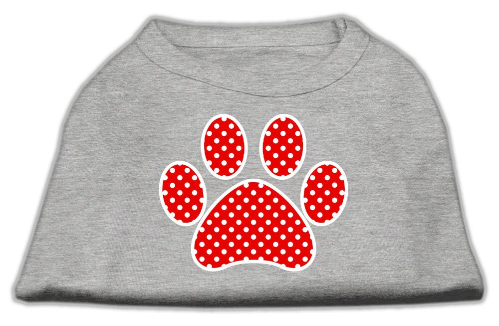 Pet Shirt "Swiss Dots Red Paw" Gray