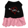 Pet Dress, Screen Printed, "XOXO" Black W Lt Pink Ruffle
