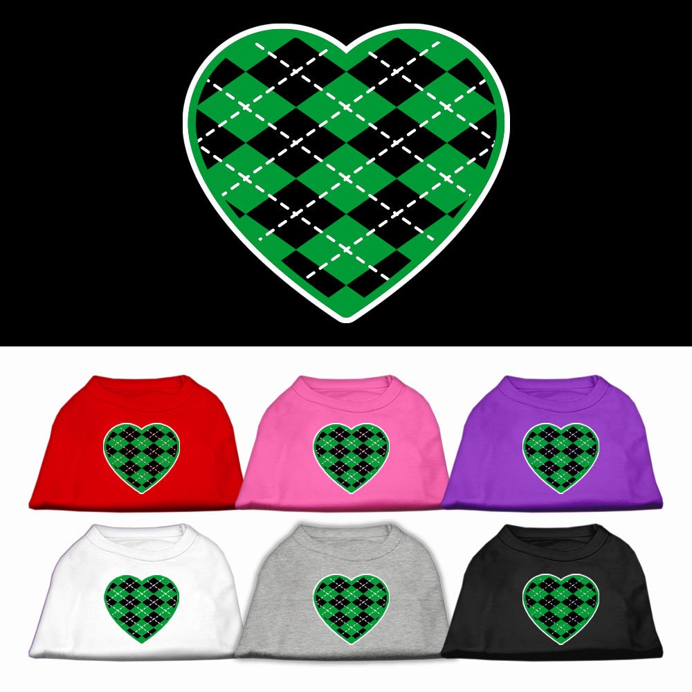 Pet Shirt "Argyle Heart Emerald Green"