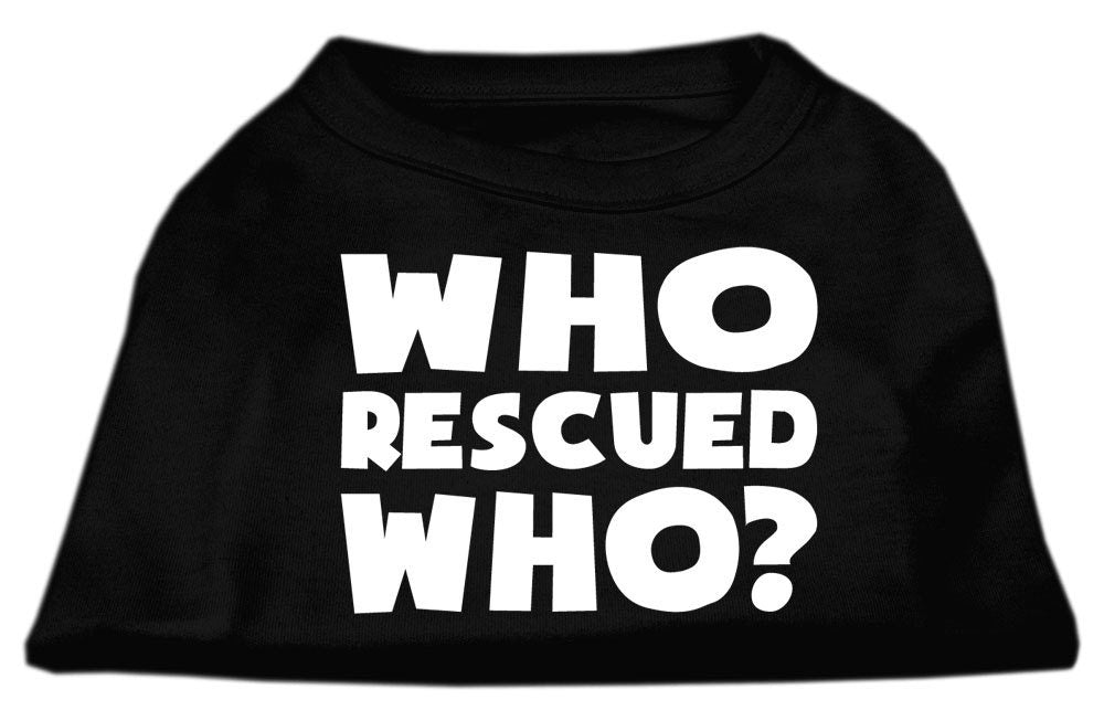Pet Shirt "Who Rescued Who?" Black